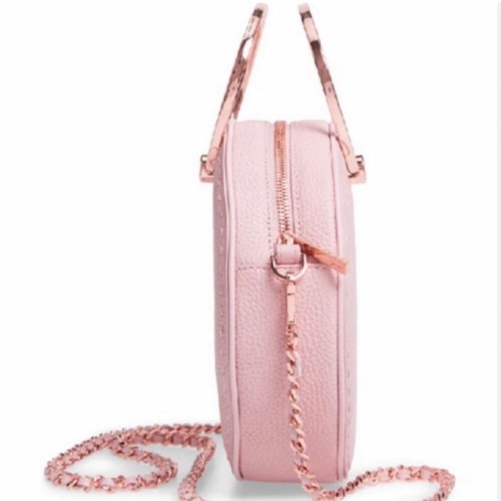 Ted Baker Maddie Circle Leather Crossbody Bag Pink Rose Gold Ring Handle NWT - Picture 6 of 14